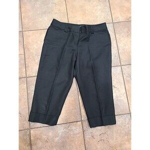 Ann Taylor Pants Womens 10 Petite  Black Capri Flat Front Cuff